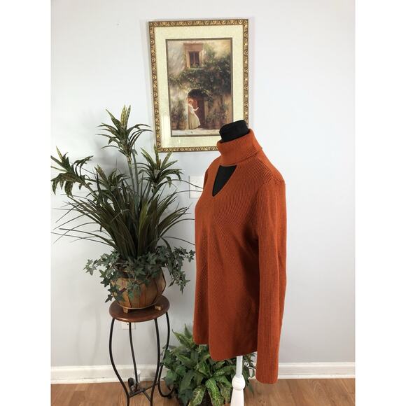 Chico’s Women Sweater Turtle L Long Sleeve Pullover Knit Y2K Minimalist Orange - Picture 5 of 10